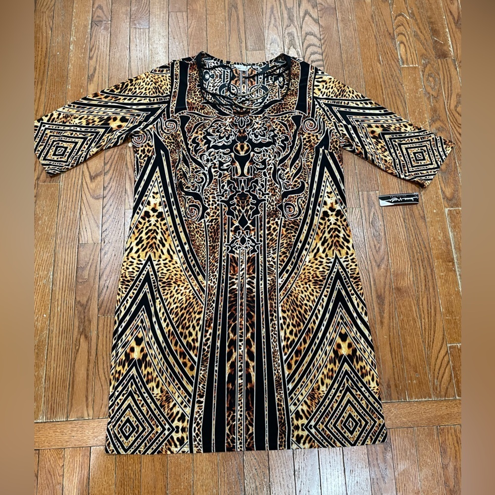 Mlle Gabrielle Geometric Animal Print Dress